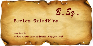 Burics Szimóna névjegykártya